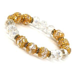 Bracelet with gold caps and crystals beads with Rhinestones. OS